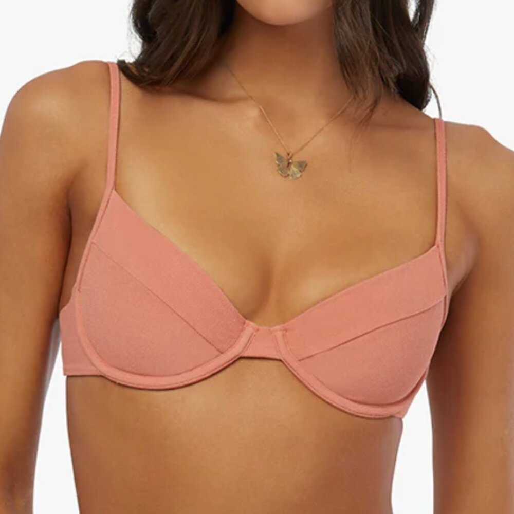 We Wore What Full Coverage Underwire Clay Bikini Top size Large